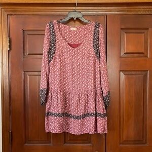 Faherty floral long sleeve shift dress